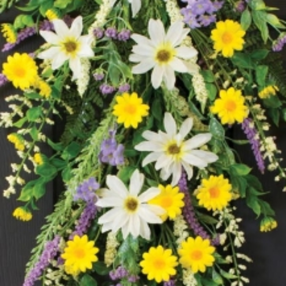 🆕Silk Daisy, Hydrangea & Lavender Teardrop Door Arrangement